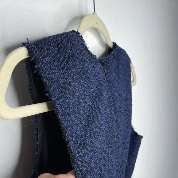 Rebecca Taylor Stretch Tweed Navy Combo Sleeveless Mini Sheath Dress 0 - Picture 8 of 16